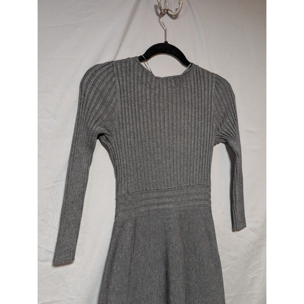 INC International Concepts Gray Ribbed Knit Fit & Flare Sweater Dress Medium - Picture 4 of 6